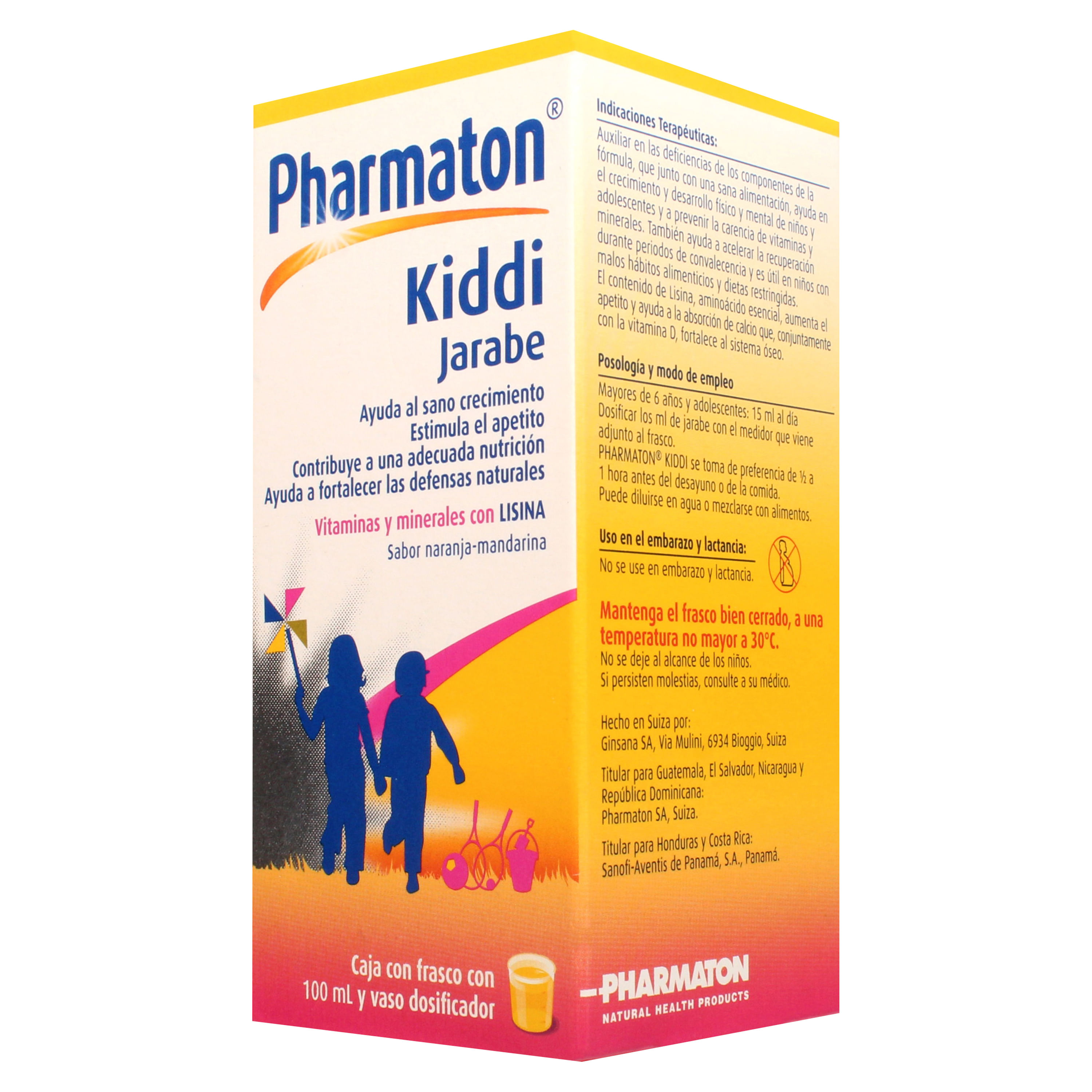 Pharmaton kiddi Multivitamínico para Niños Jarabe 100 ml, Sabor  Naranja-Mandarina.