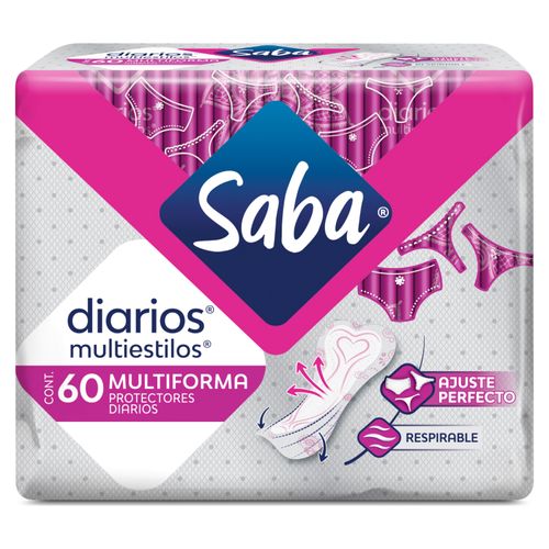 Protectores Saba Diarios Multiestilos Multiforma - 60 Unidades