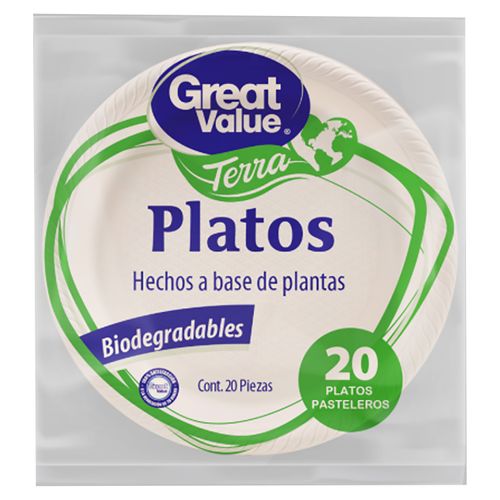 Plato Great Value Pastelero - 20Unidades