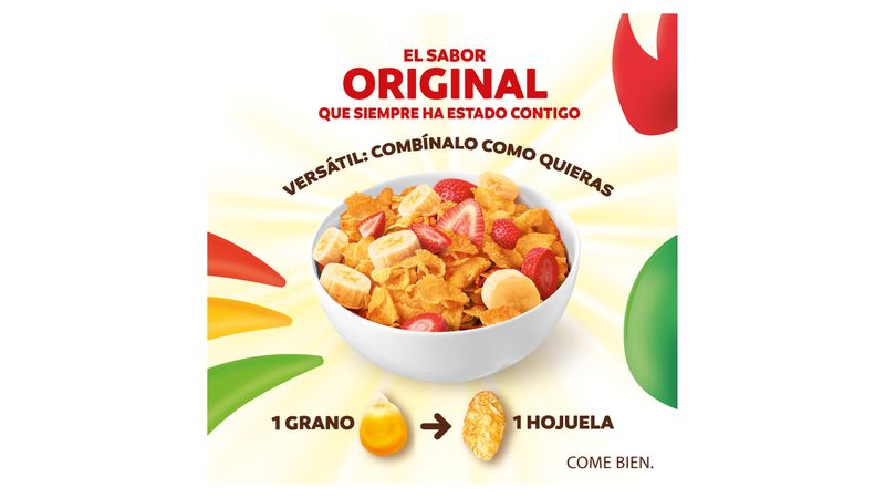Cereal Kellogg's® Corn Flakes Sabor Original - Hojuelas de Granos de Maíz  de Origen Natural - 1 Caja de 500g