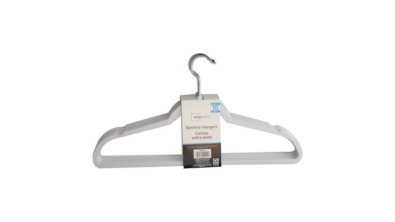 Mainstays Plastic Slimline Shirt Hangers, 10 Pack, White