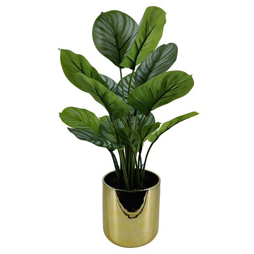 Ms Planta Artificial Con Maceta Dorada