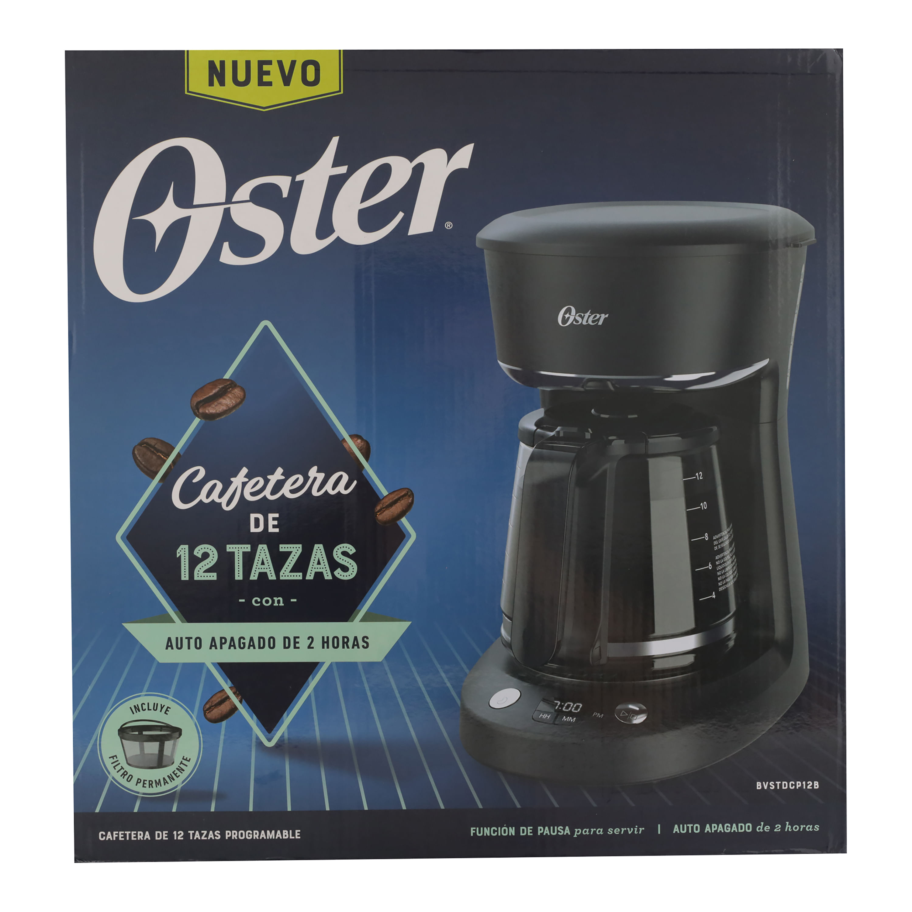 Cafetera programable Oster® de 12 tazas con auto apagado BVSTDCP12B - Oster