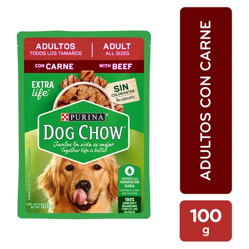 Alimento Húmedo Perro Adultos Purina Dog Chow Todos Los Tamaños Carne -100g