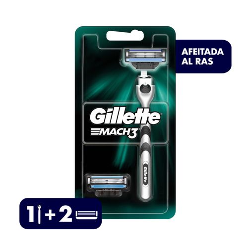 Rasuradora Gillette Mach3 + 2 Repuestos con 3 Hojas