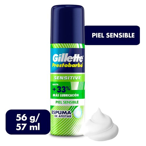 Espuma Para Rasurar marca Gillette Prestobarba Sensitive Para Piel Sensible -155 ml