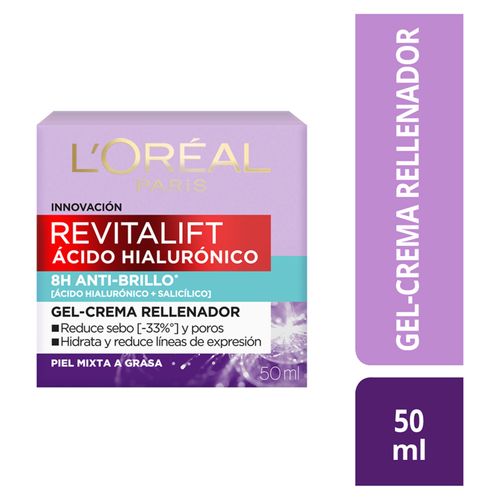 Gel Crema Anti - Brillo L'oreal París Acido Hialurónico - 50ml