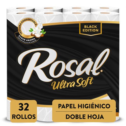 Papel Higiénico Rosal Black Edition, Doble Hoja - 32 Rollos