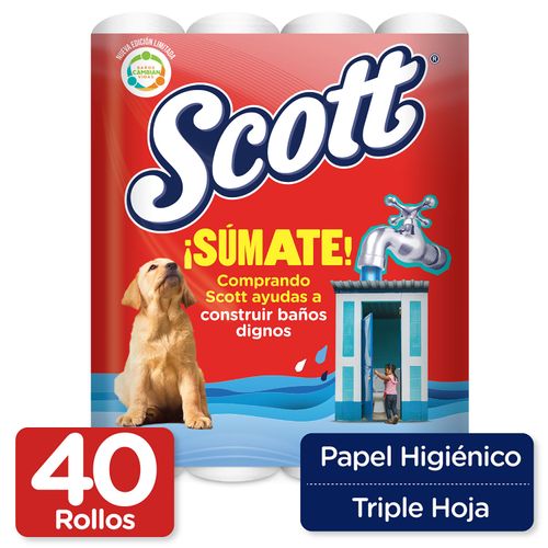 Papel Higiénico Scott Cuidado Completo Triple Hoja - 40 Rollos