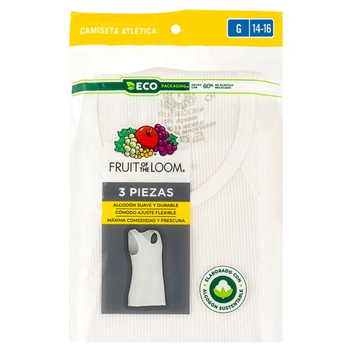 Camiseta Fruit Of The Loom para Niños Color Blanco 3 Pack Talla L