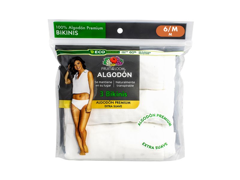 Bikini-Marca-Fruit-Of-The-Loom-para-Dama-Color-Blanco-3-Pack-Talla-6-1-36390