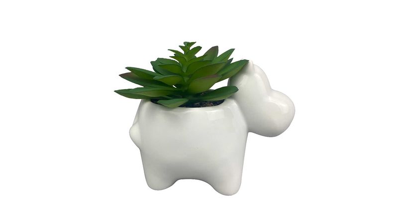 Planta artificial pequeña con maceta blanca Haus