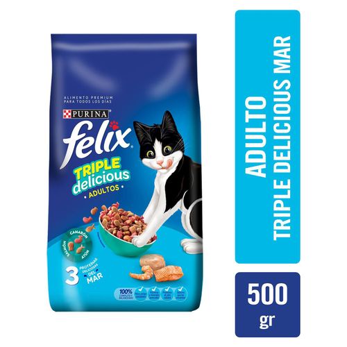 Alimento Felix Adulto Triple Delic Mar - 500 g