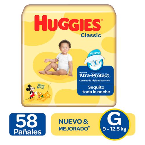Pañales Huggies Classic Etapa 3/G, 9 A 12.5kg - 58Uds