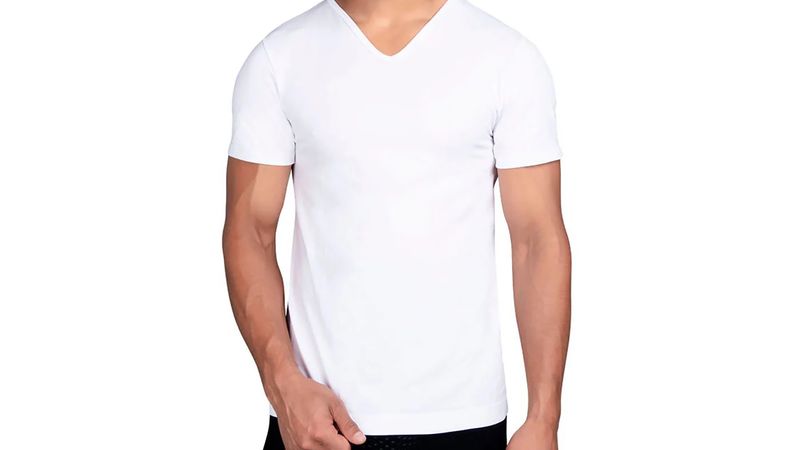 Fruit of the Loom Camiseta blanca con cuello en V para hombre, 5 unidades,  tallas grandes 2X, 3X