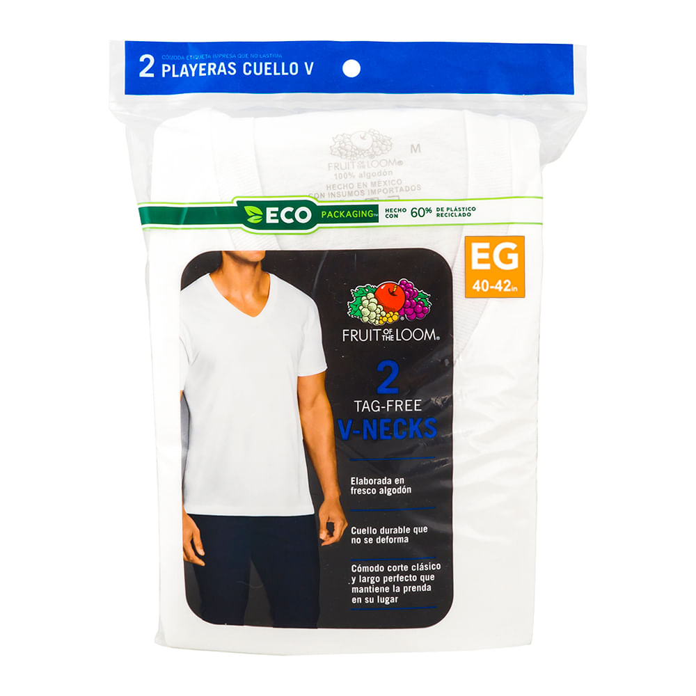 Comprar Camiseta Fruit Of The Loom Color Blanca Cuello V Talla XL 2 Pack Walmart El Salvador
