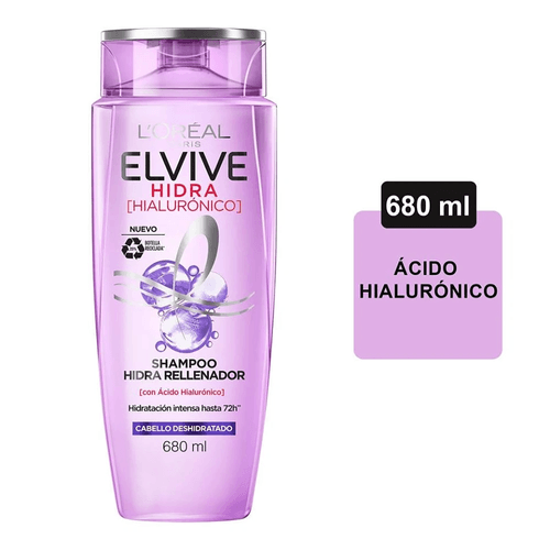 Shampoo Loreal Paris Elvive, Hidra Hialurónico -680ml