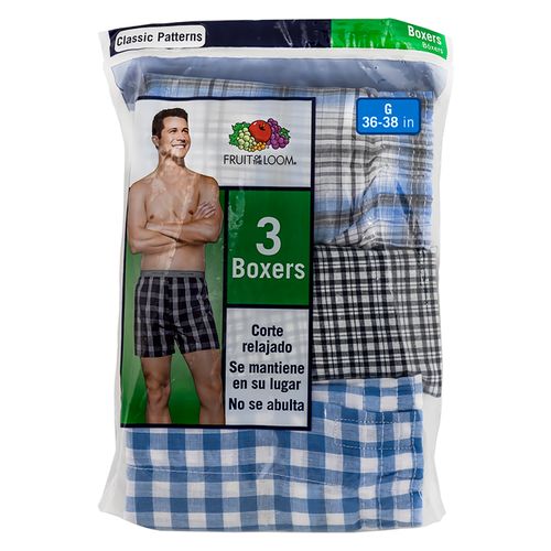 Boxer Fruit Of The Loom Tejid Plan Color Blanco 3 Pack Talla M