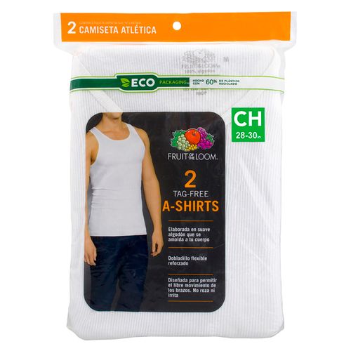 Playera Marca Fruit Of The Loom Color Blanca De Tirantes Talla S 2 Pack