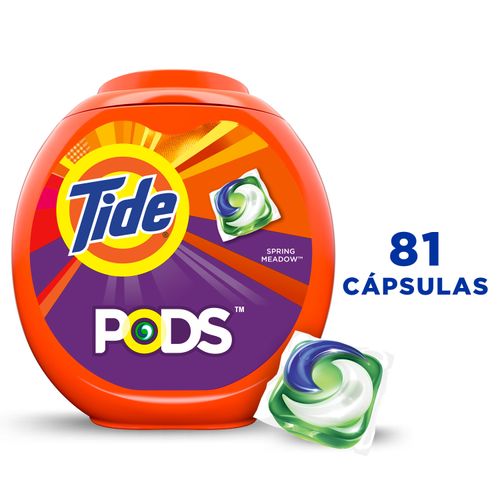Detergente para ropa en cápsulas Tide Pods Spring Meadow, para ropa blanca y de color -81 uds