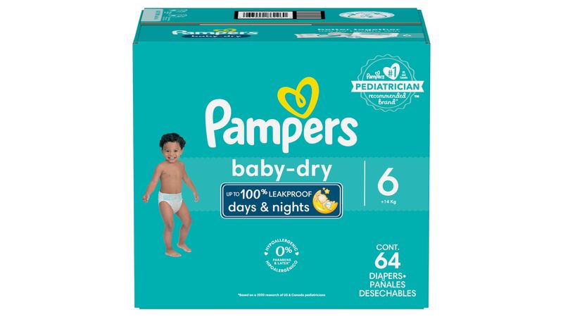 Comprar Pañales Pampers Baby-Dry, Talla 6 -64 Uds
