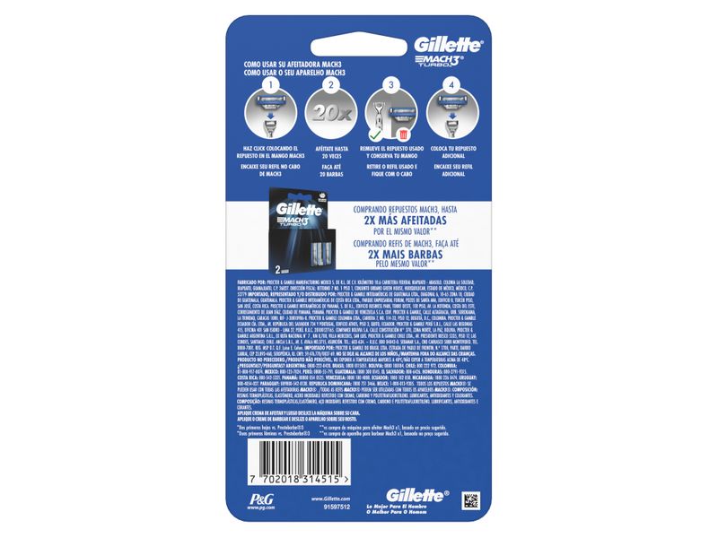 Kit-M-quina-Para-Afeitar-Desechable-Gillette-Mach3-Turbo-1-Unidad-Repuesto-1-Unidad-2-15665