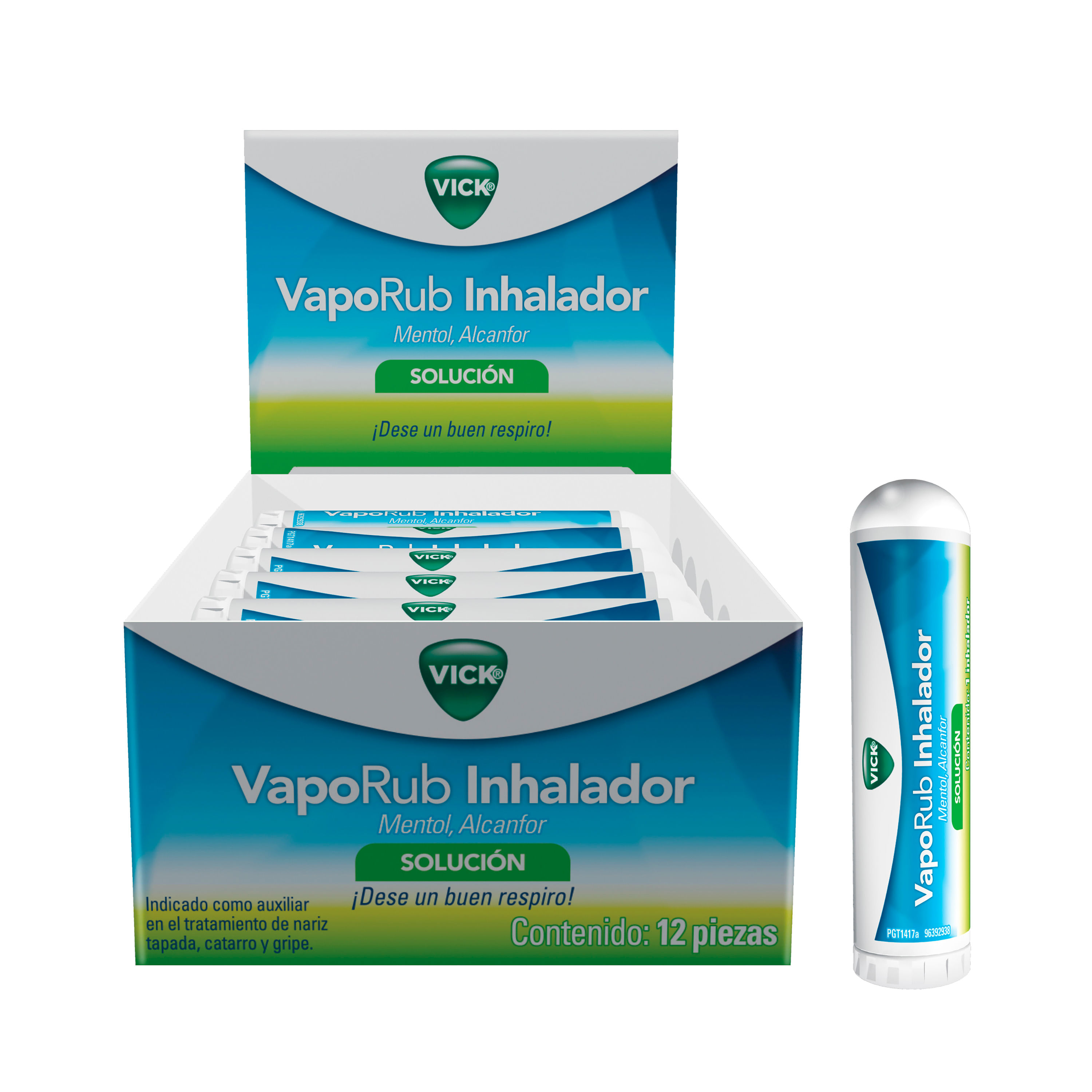 Vick - Pack Vaporub Inhalador, para Resfriado, con Aroma a Mentol,  Eucalipto y Alcanfor, 197 mg +