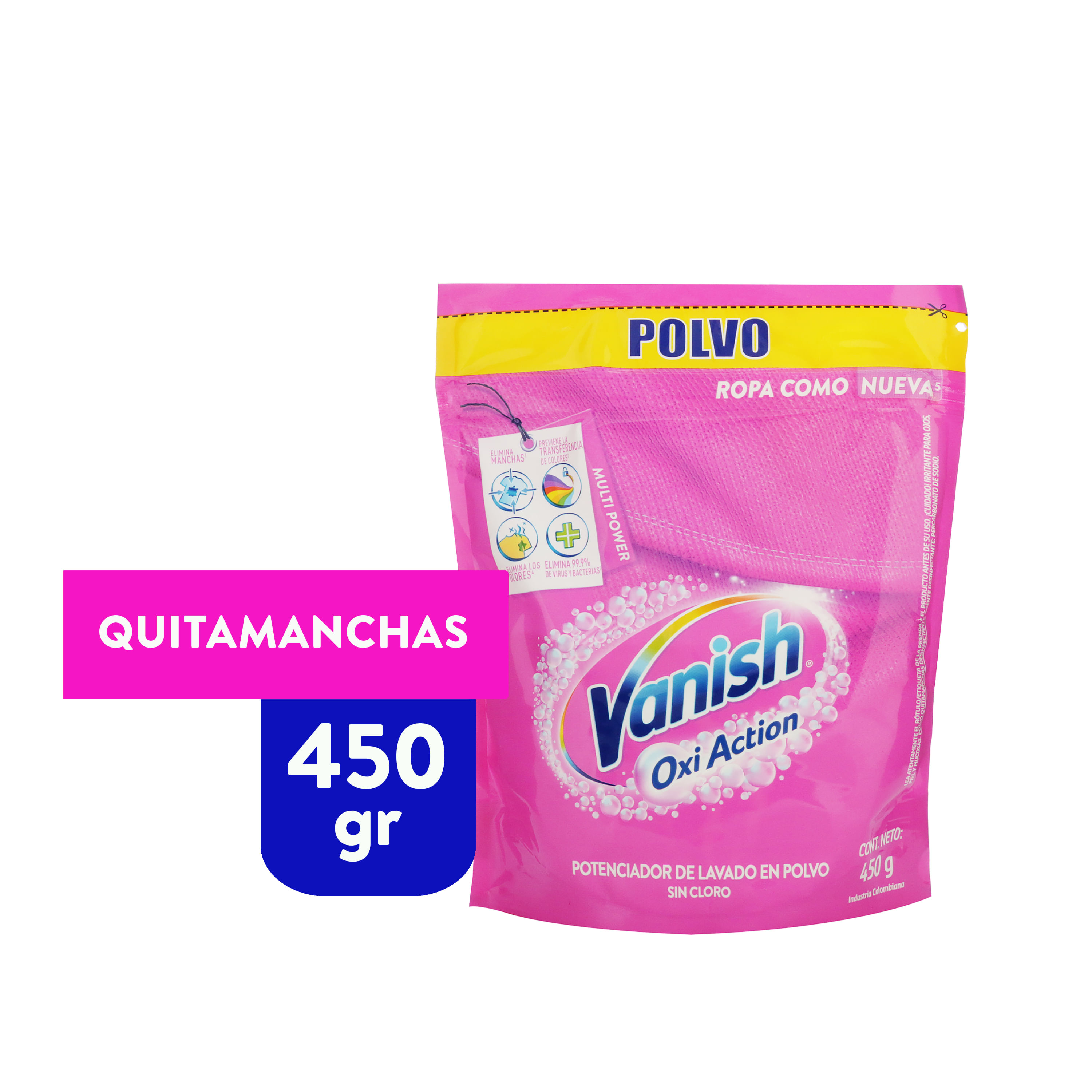 Vanish Quitamanchas Desinfectante Polvo Rosa 120g, color, 120 gram, pack  of/paquete de - Multicleaners