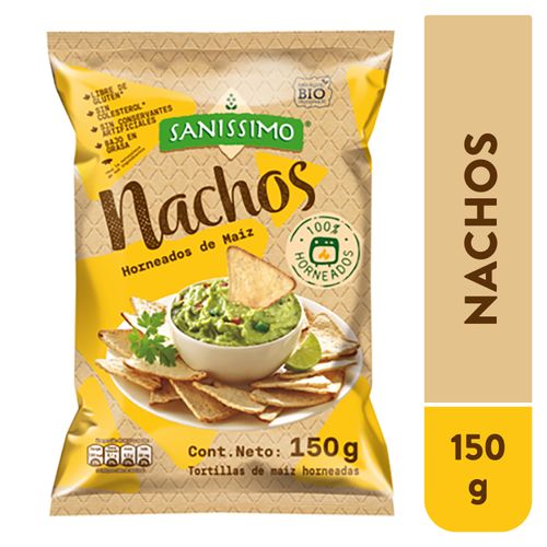 Nachos Sanissimo horneado de maíz libres de gluten - 150 g