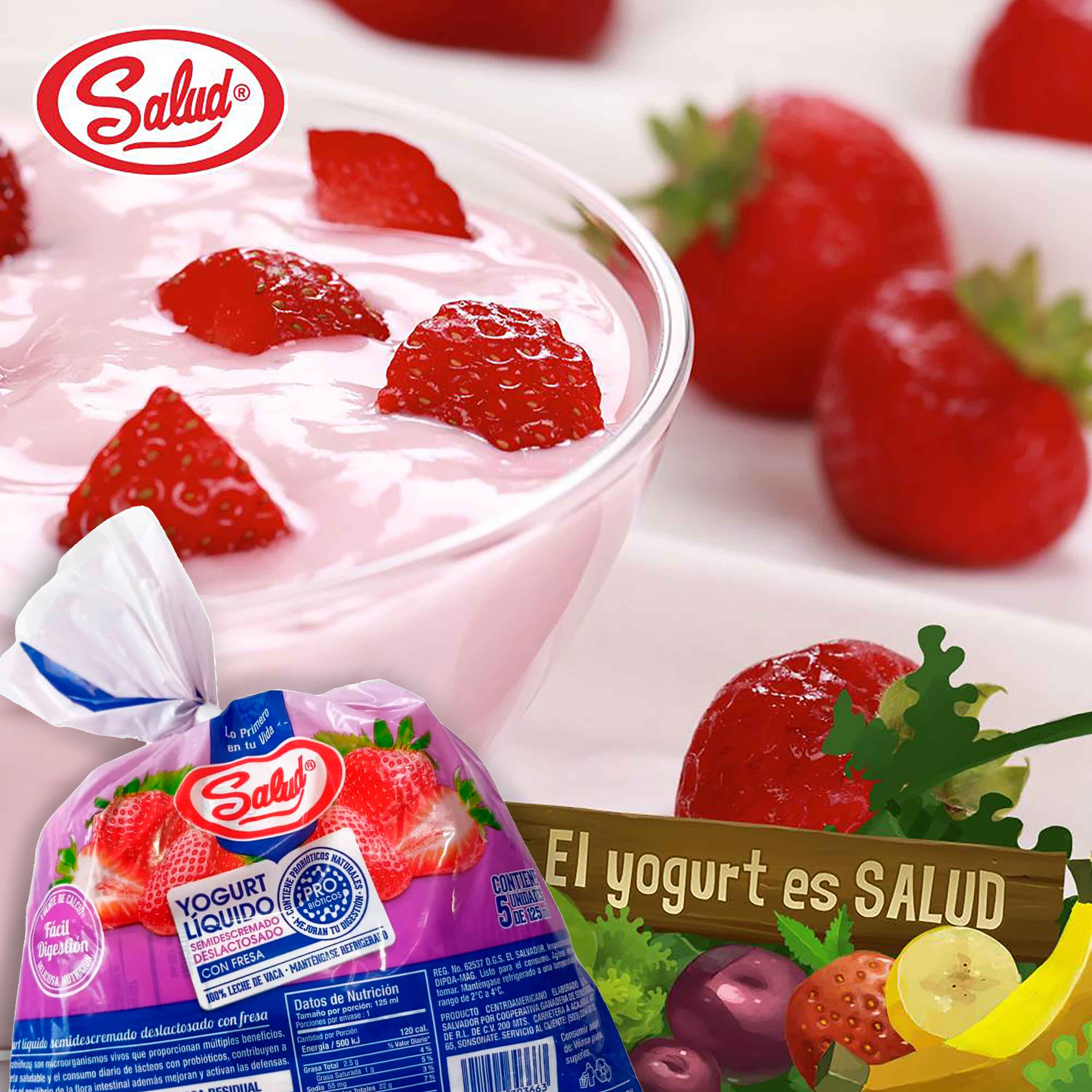 Comprar Yogurt líquido Salud, deslactosado sabor fresa -750 ml