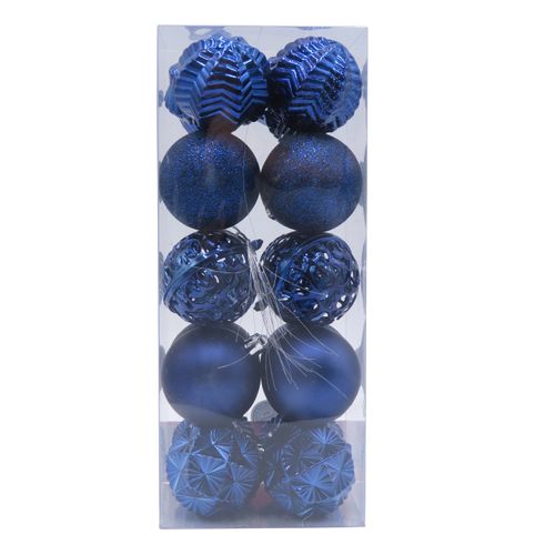 Esferas azules marca Holiday Time, para decoración -20uds/60mm