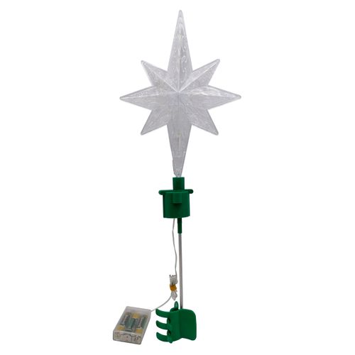 Punta para árbol marca Holiday Time, clip con forma de estrella rotativa iluminada -54 cm