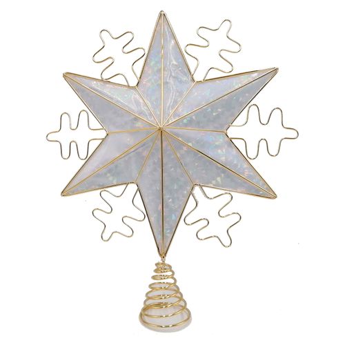 Punta para árbol marca Holiday Time, clip con forma de estrella dorada iluminada -34.5 cm