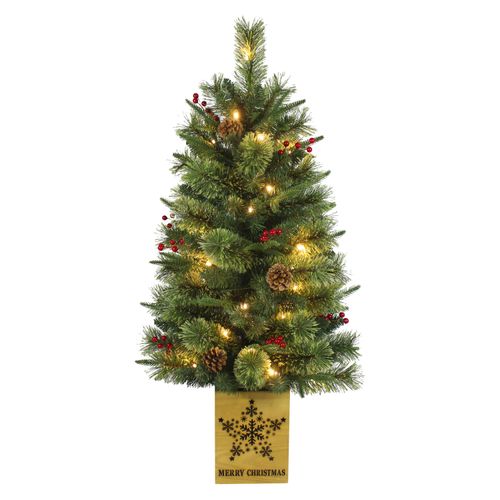 Árbol navideño marca Holiday Time, iluminado, con base -106cm