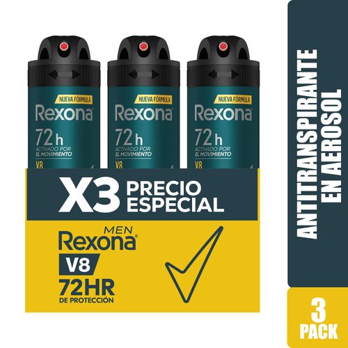 Desodorante Rexona Caballero V8 Aerosol 3 Pack - 150 ml