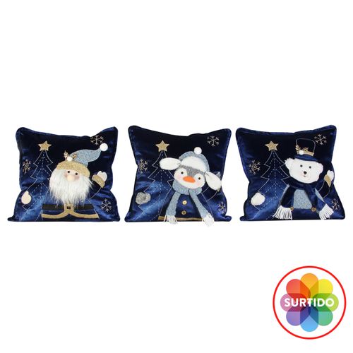 Cojin Navidad Marca Holiday Time Decorativo Azul 38 cm