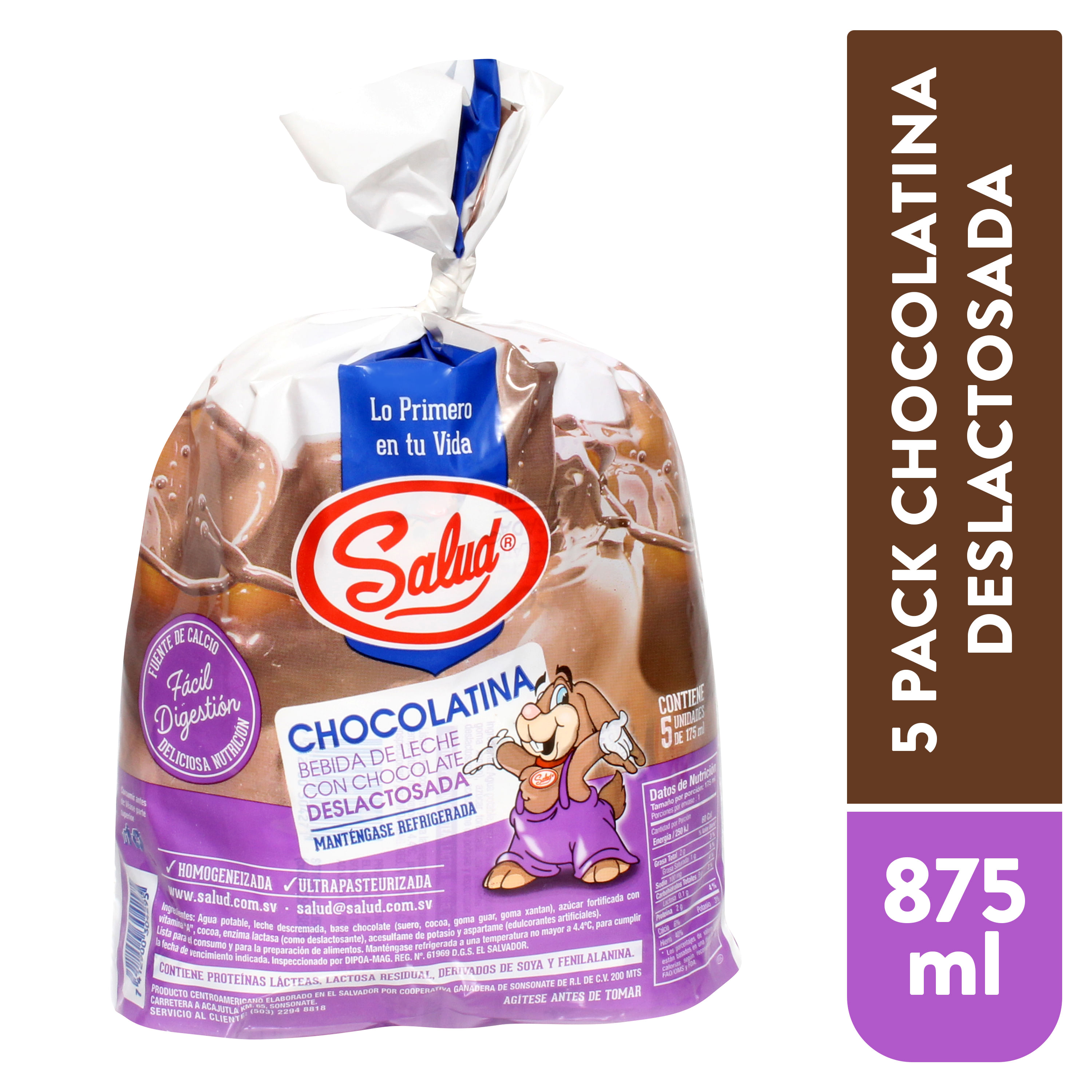 Comprar Chocolatina marca Salud, deslactosada 5 pack -875 ml | WalmartEl  Salvador