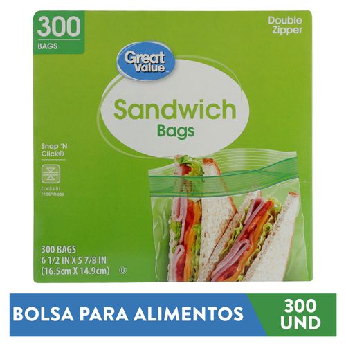 Ziploc Bolsa Reutilizable para Sandwich 100 bolsas 