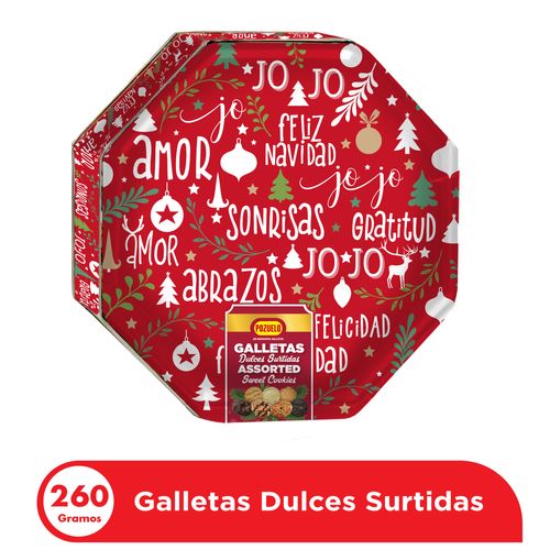 Galleta Pozuelo Surtida Navidad lata Octagonal -260g