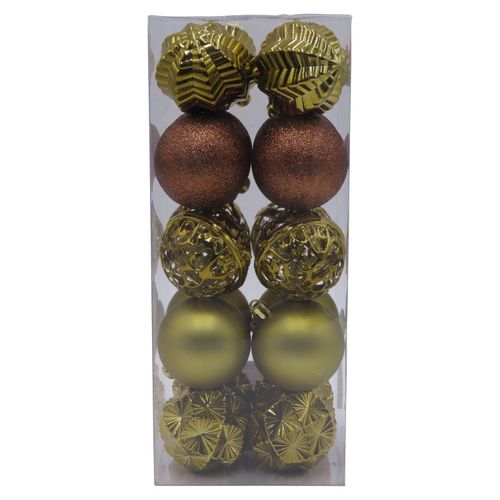 Esferas color bronce marca Holiday Time, para decoración -20uds/60mm