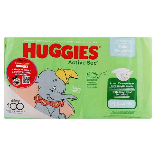 Pañales Huggies Active Sec Etapa 1/P Recién Nacido, 3.5-6kg- 44Uds
