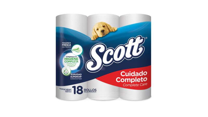 Scottex Clean - Papel higiénico completo, paquete de 24 rollos (8 x 3),  77.96 oz