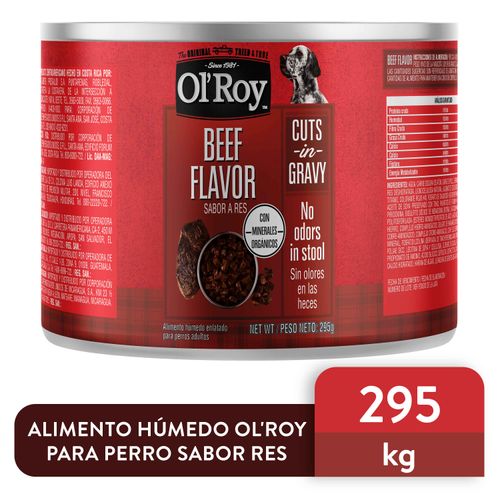 Alimento Humedo Olroy Para Perro Sabor A Res - 295 g