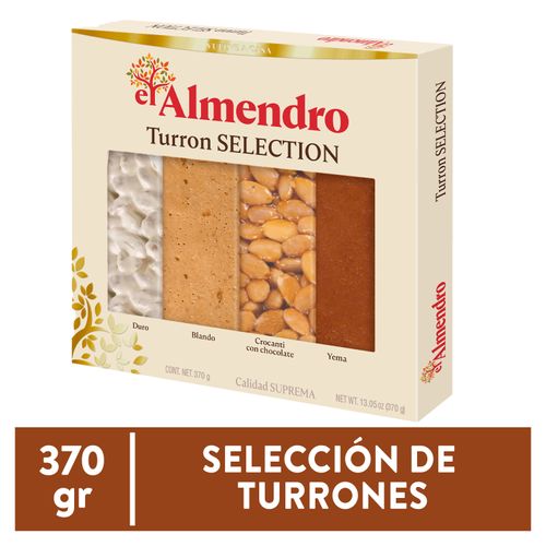 Selección De Turrones El Almendro, Turrón Crocanti Con Chocolate, Turrón Duro, Turrón Blando, Turrón Yema Tostada, Calidad Suprema - 370 g