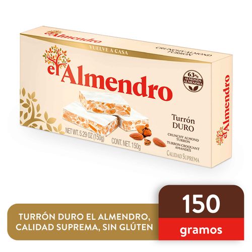 Turrón Duro El Almendro, Calidad Suprema, Sin Glúten-150 g