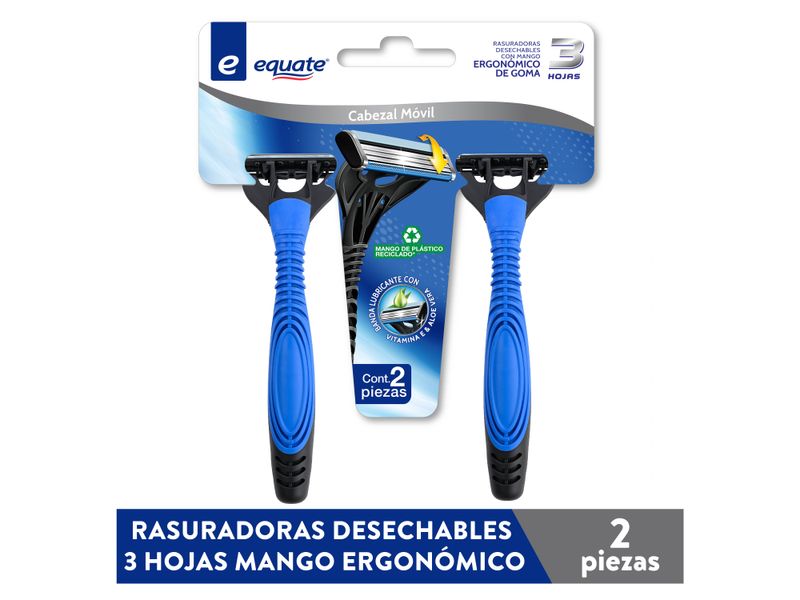 Rasuradoras-Desechables-Equate-3-Hojas-Mango-Ergon-mico-De-Goma-2Pzas-1-28458