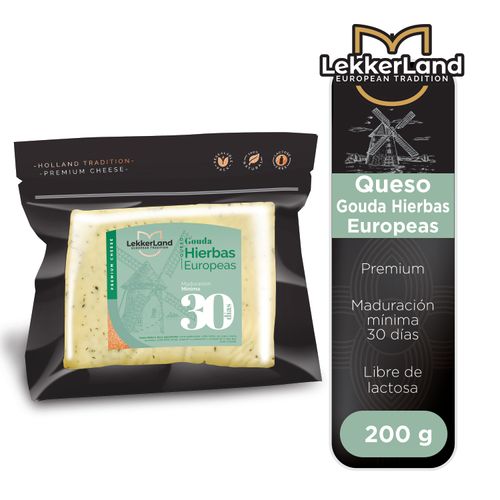 Queso Lekkerland Gouda Hiervas Europeas - 200 g