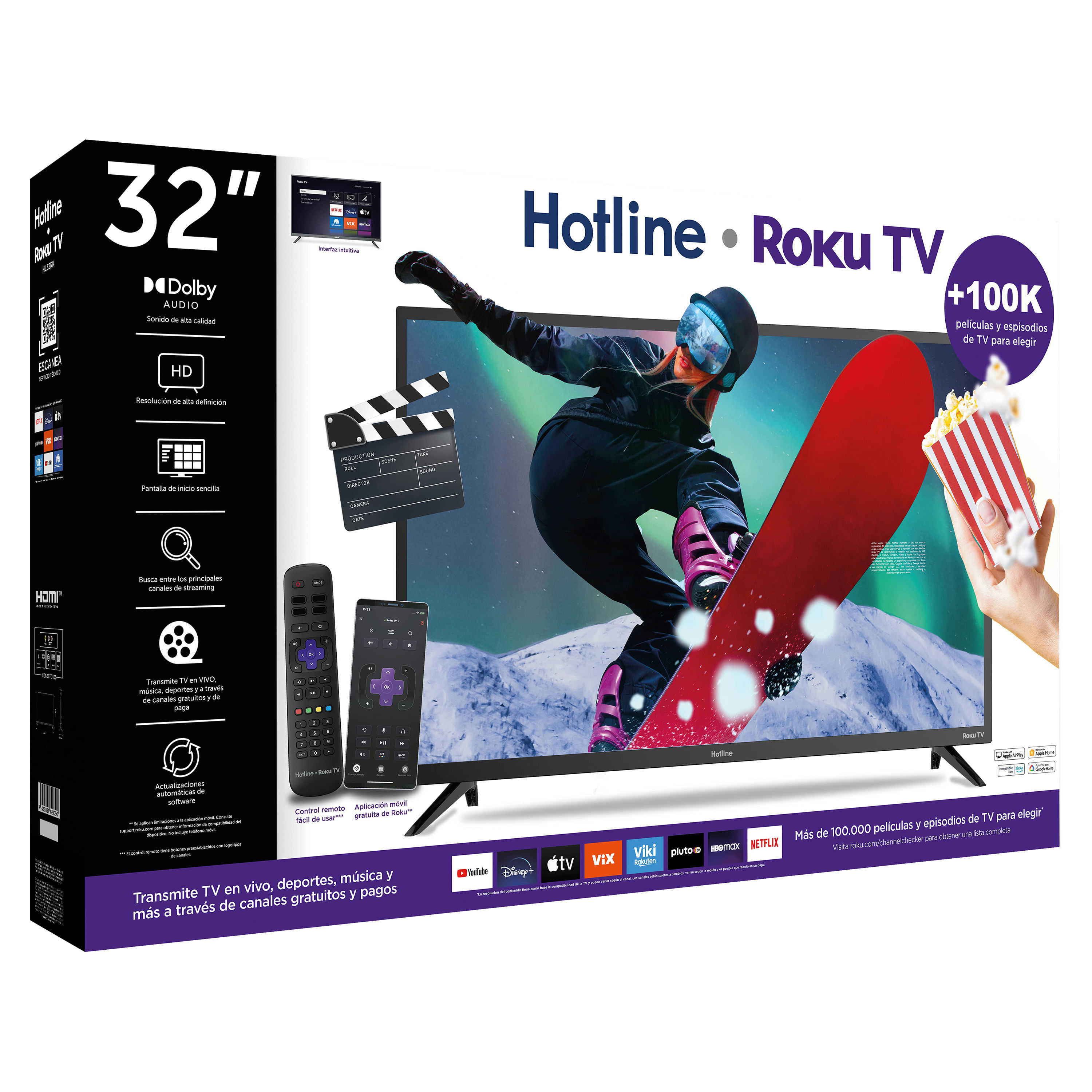 Comprar Televisor Hotline smart TV, Roku, HL32RK -32 pulgadas