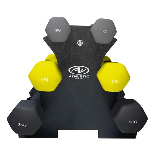 Set Mancuerna Rack De Acero Aw 12Kg 6Und