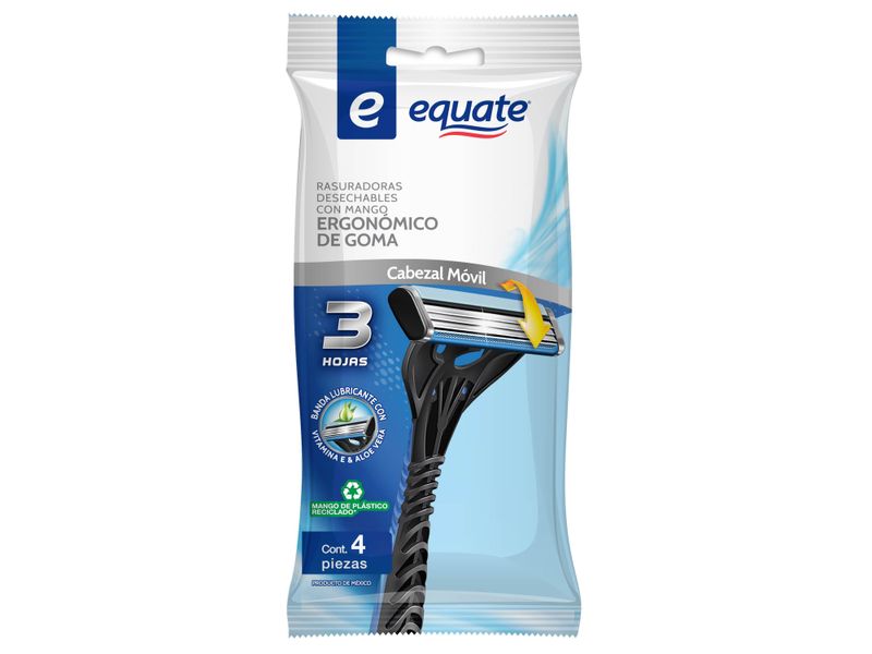 Rasuradoras-Desechables-Equate-3-Hojas-Mango-Ergon-mico-De-Goma-4Pzas-2-28459